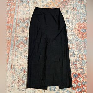 Tahari grey wool-blend long midi skirt